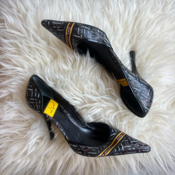 Baby Phat y2k point toe high heels size 7B Black Yellow - Picture 1 of 9